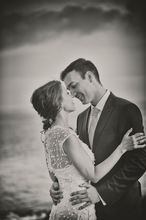 Bride and Groom portrait Candy Moment Natural Posing fineart Black&white photography by the Sea Cascais Portugal Wedding Farol Design Hotel